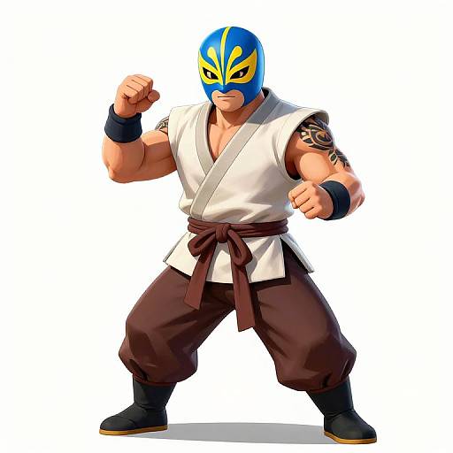 Masked Martial Artist in Fighting Stance