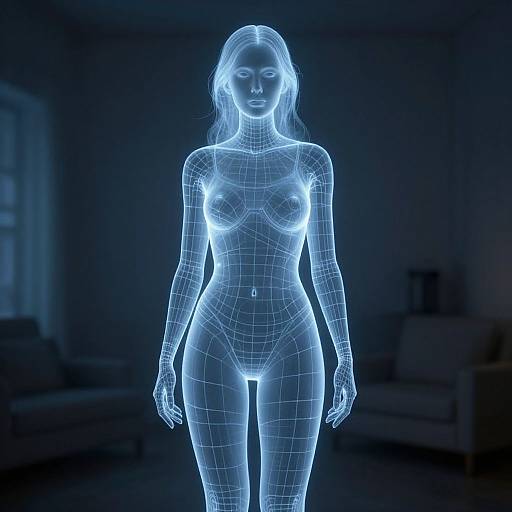 Glowing Holographic Wireframe Woman
