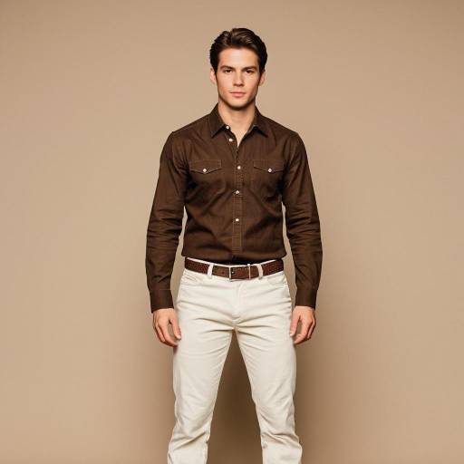 Man in Brown Shirt and White Trousers