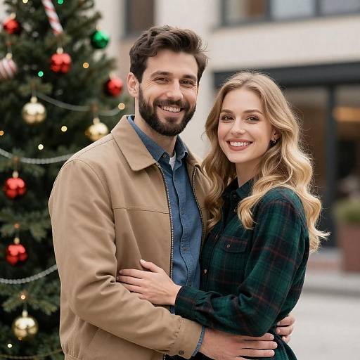 Festive Couple Portrait in Outdoor Setting