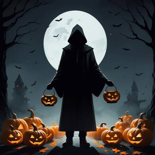 Mysterious Figure Among Jack-o'-Lanterns Mysterious Figure Among Jack-o'-Lanterns