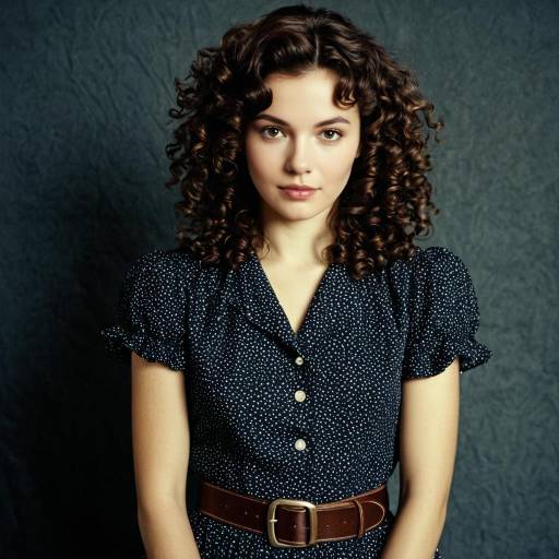 Young Woman in Vintage Polka Dot Dress
