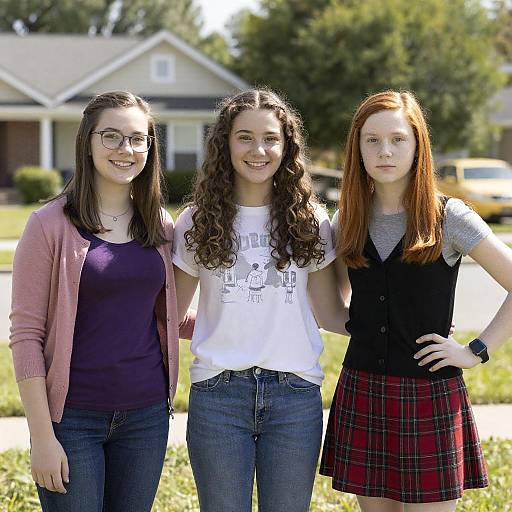 Sunny Outdoor Portrait of Three Friends