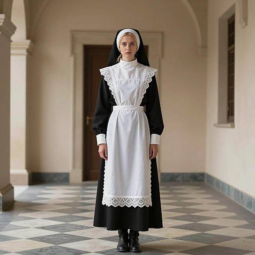 Medieval Nurse in Renaissance Hallway