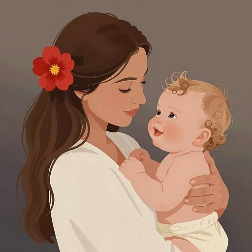 Tender Moment Between Mother and Baby