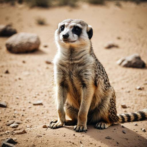 Meerkat Sitting on Desert Sand