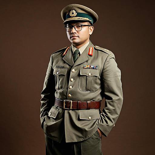 Man in Subhas Chandra Bose Military Uniform
