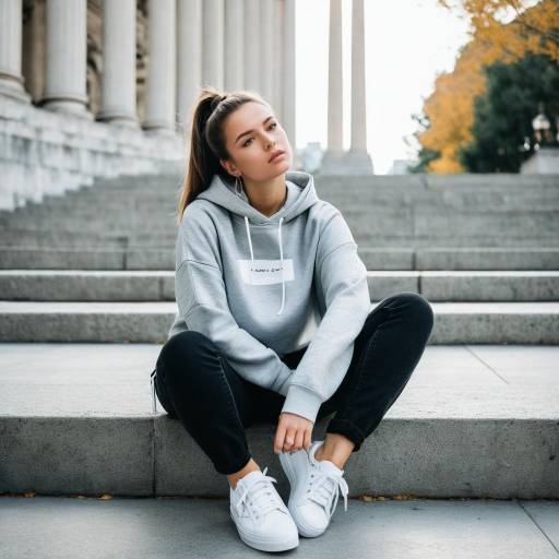 Young Woman Sitting on Urban Steps