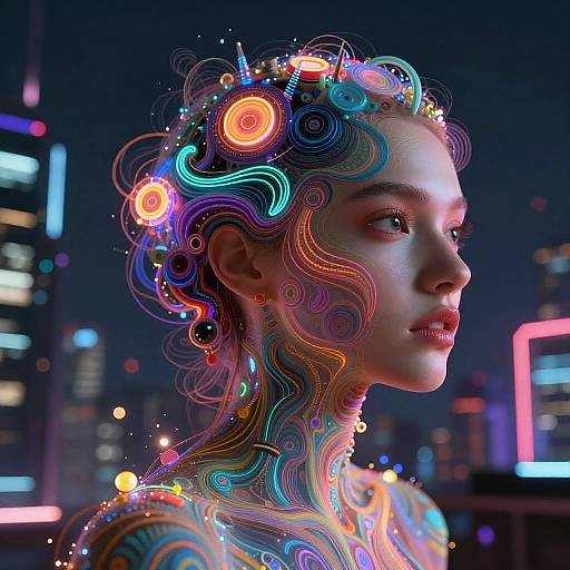 Surreal Neon Cyberpunk Portrait