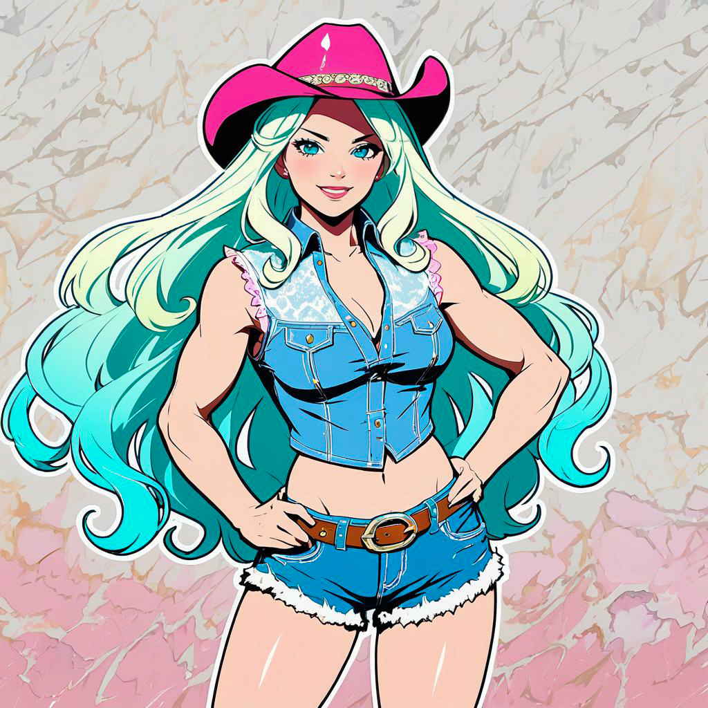 Western Cowgirl in Cel-Shaded Anime Style