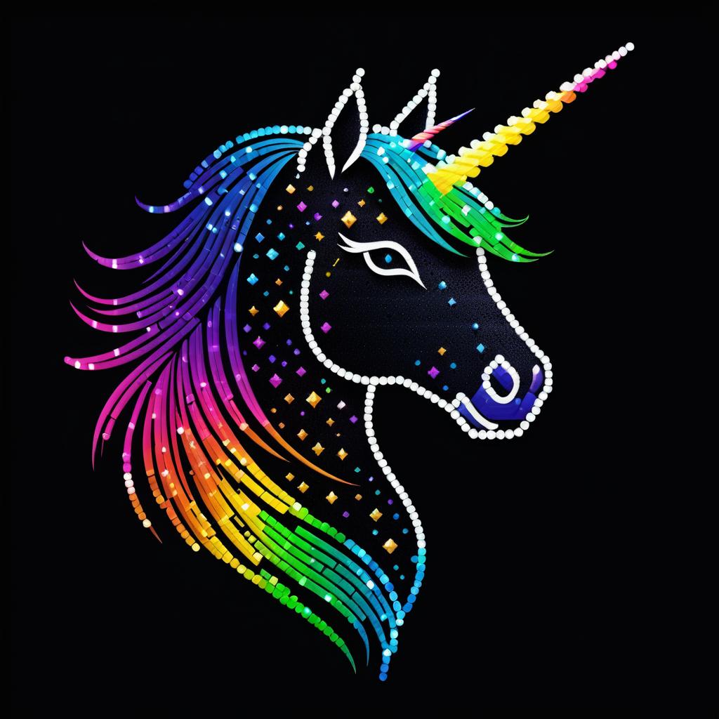 Stylish Unicorn ASCII Logo in 8K Detail