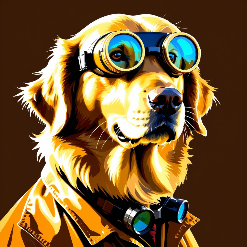 Golden Retriever Scientist in Dramatic Portrait