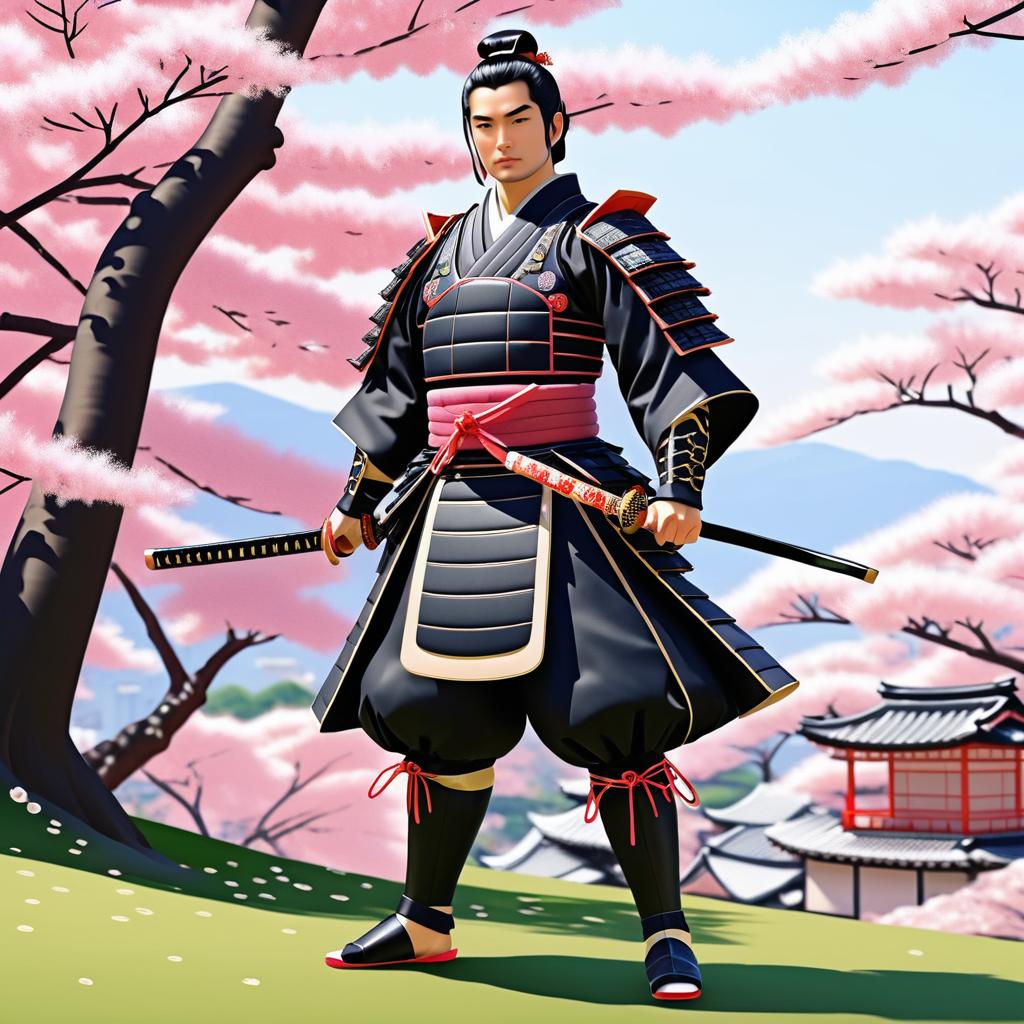 Flirtatious Samurai in Cherry Blossoms