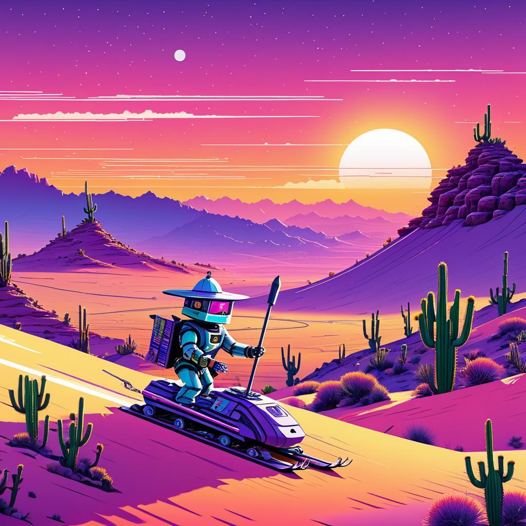 Robot Skiing Through a Colorful Desert