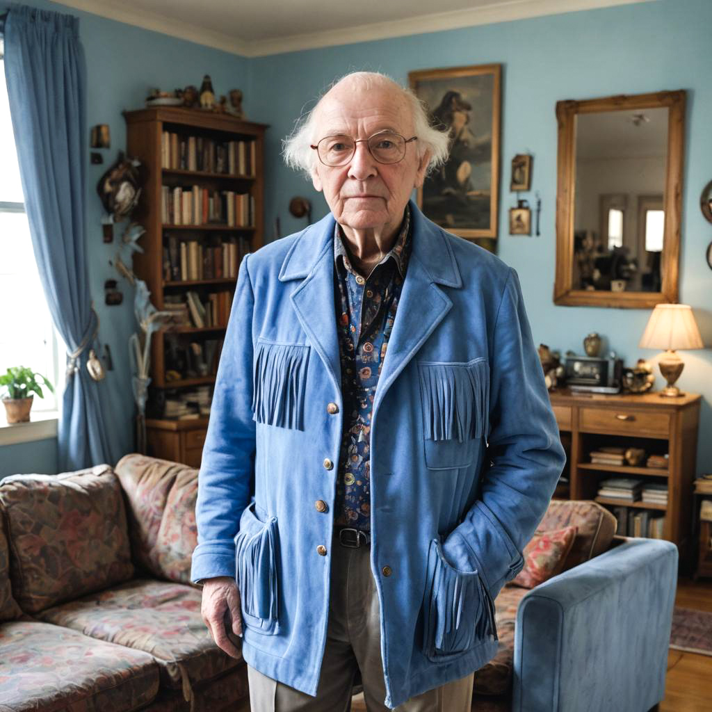 Quirky Grandfather in Cozy Living Room