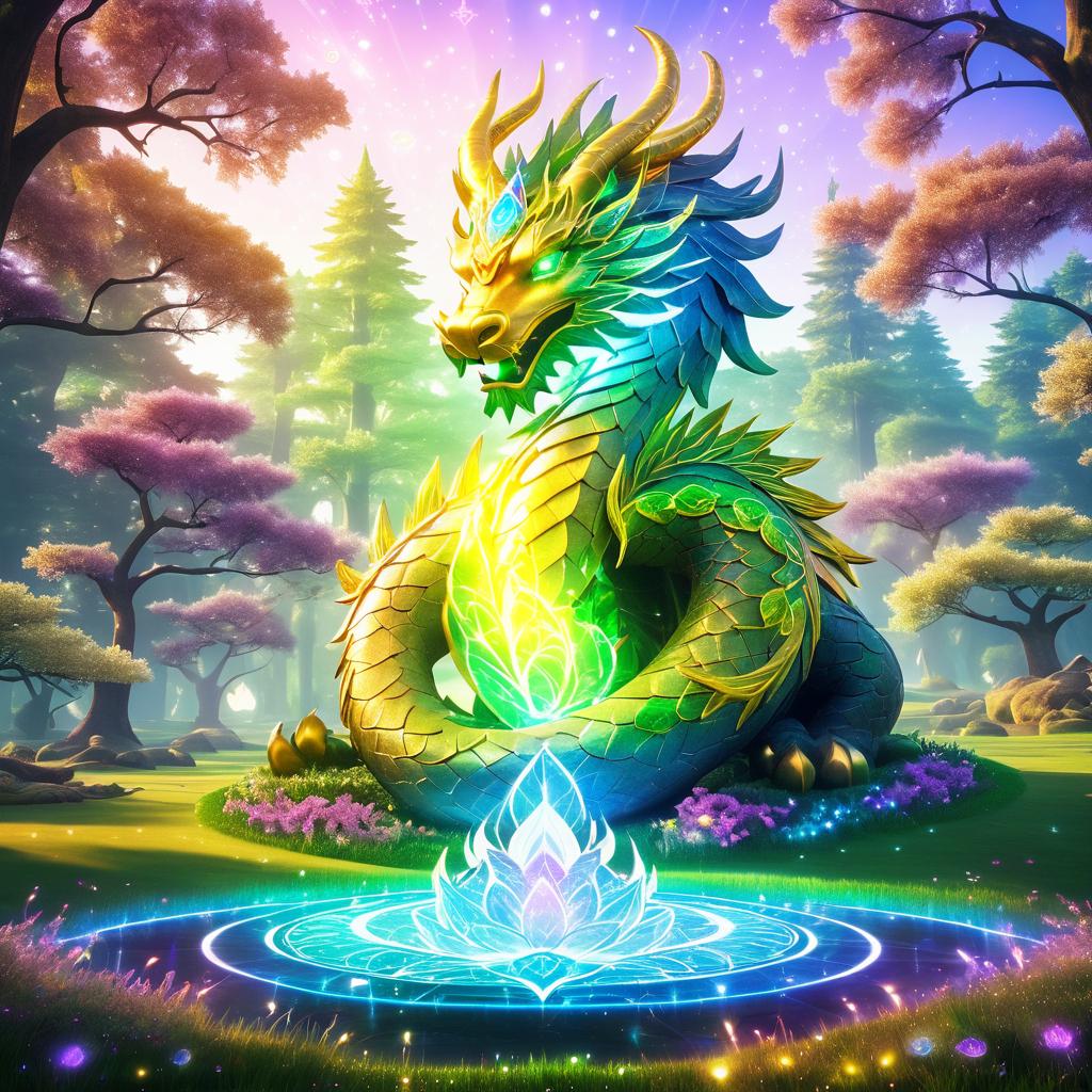 Ethereal Dragon in a Luminous Meadow