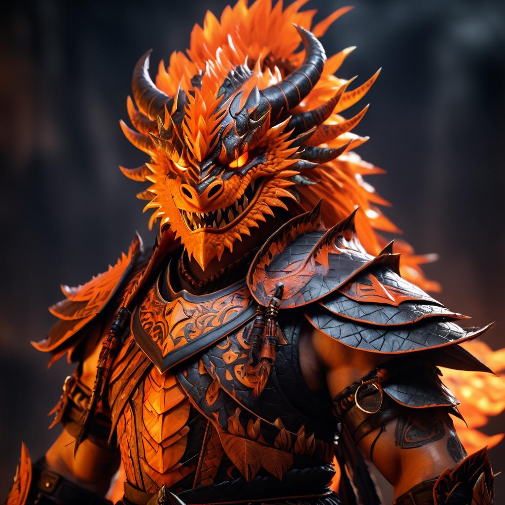 Epic Dragonkin Warrior Portrait in 8K