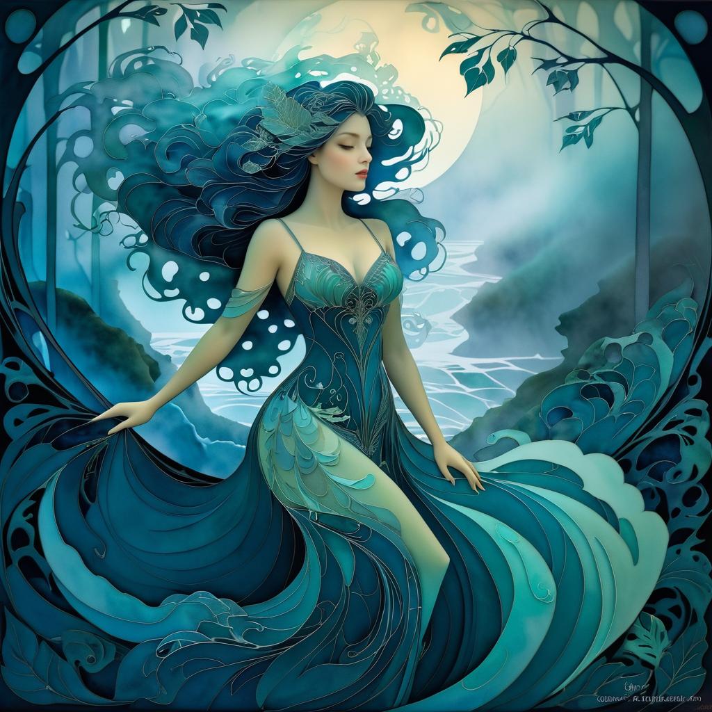 Enchanting Ocean Siren in Misty Elegance