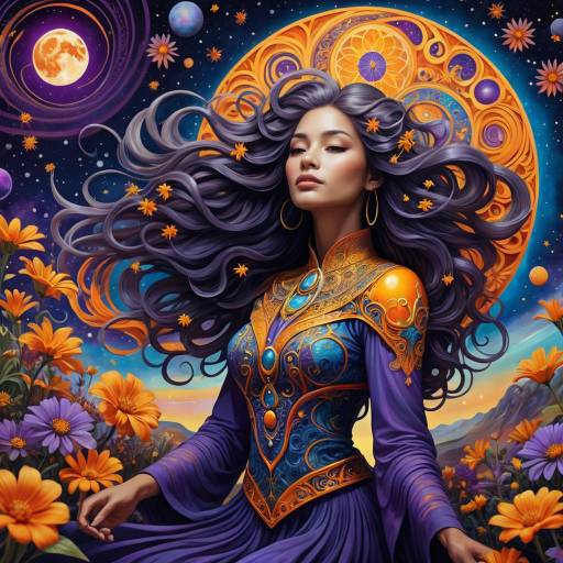 Mystical Woman in a Psychedelic Garden
