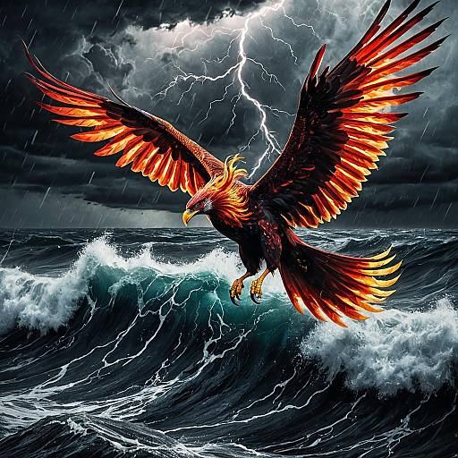 Dramatic Phoenix Over Stormy Sea