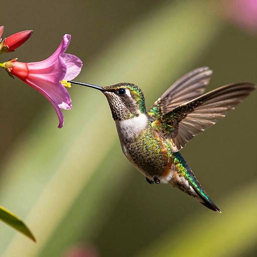 Vibrant Hummingbird Feeding Close-Up
