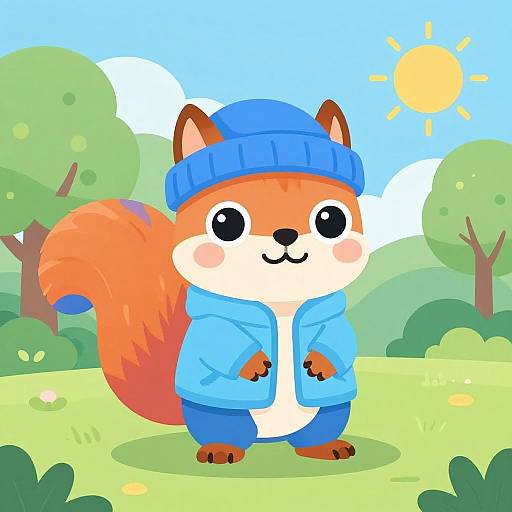 Cheerful Squirrel in Sunny Park