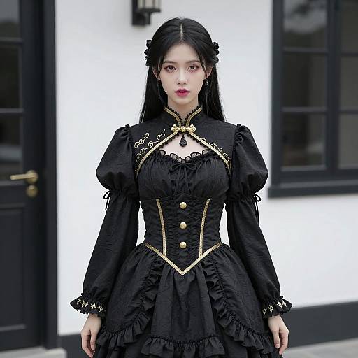 Gothic Elegance: Asian Woman in Style