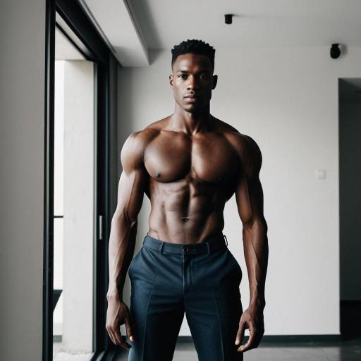 Muscular African Man in Modern Apartment