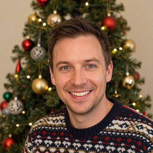 Joyful Man in Festive Christmas Scene