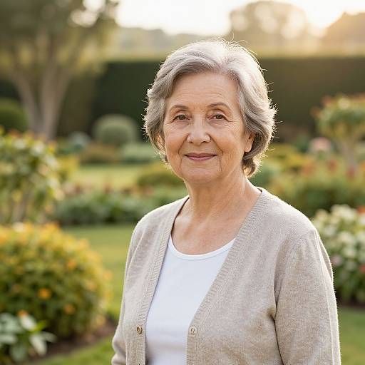Serene Elderly Woman in Garden