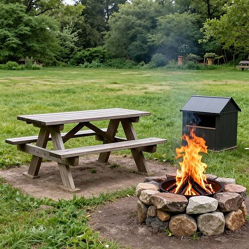 Outdoor Picnic Setup with Bear Safety
