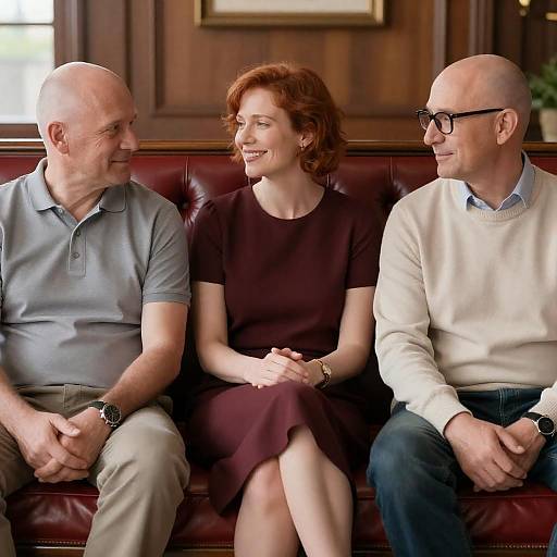 Cozy Gathering on a Red Couch