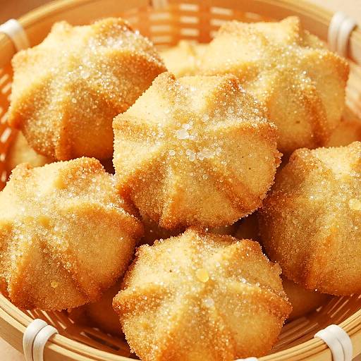 Sugar-coated Star-shaped Cookies in Basket