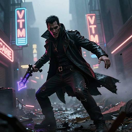 Vampire Hunter in Cyberpunk Wasteland