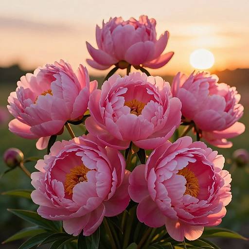 Vibrant Pink Peonies at Sunset