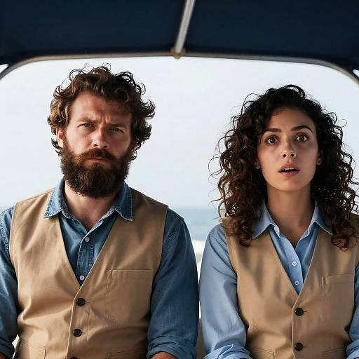Couple on a Boat Under Clear Sky