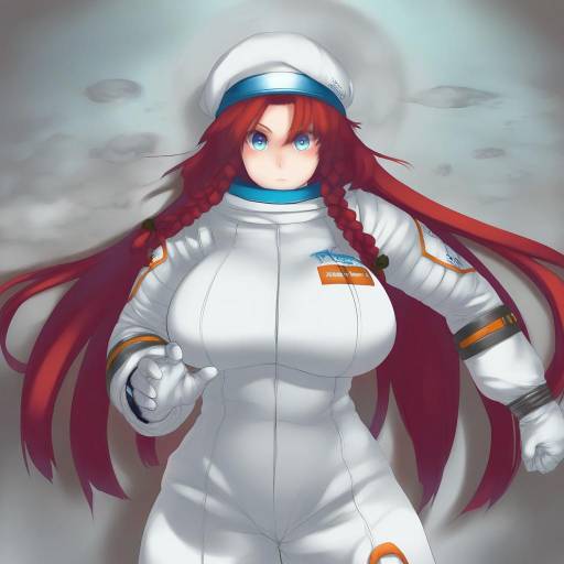 Anime Astronaut Girl on Moon Surface
