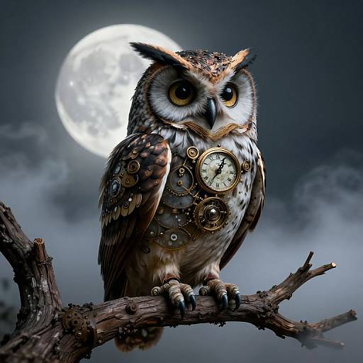 Steampunk Clockwork Owl Illustration