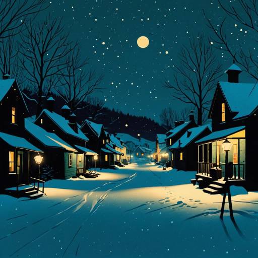 Quiet Snowy Village Evening