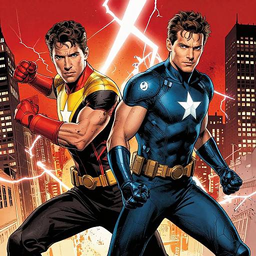 Dynamic Comic Cover with Heroes