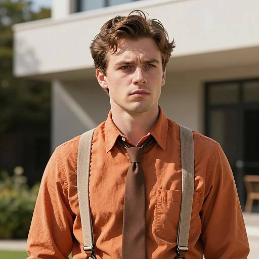 Young Man in Ted Bundy Costume Outdoors