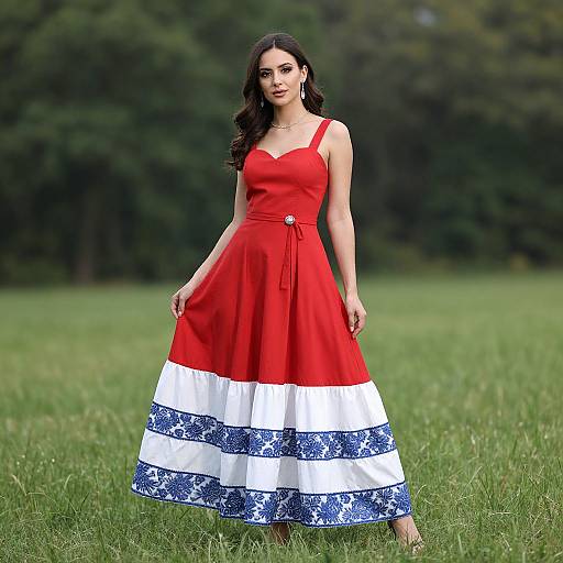 Woman in Red Dress Outdoors