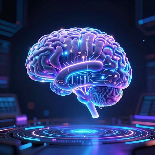 Futuristic Digital Brain Holograph