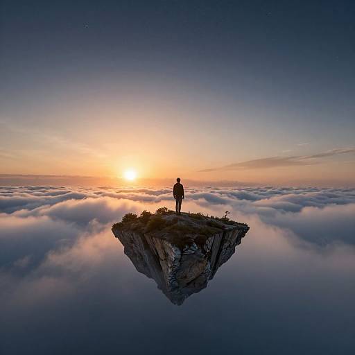 Solitary Figure on Floating Triangular Island