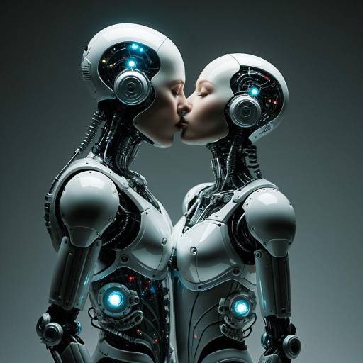 Two Humanoid Robots Kissing