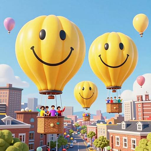 Whimsical Smiley Hot Air Balloons