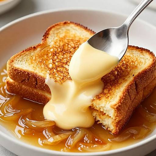 Photograph of golden-brown toast with melted butter and syrup, topped with a spoonful of creamy butter, on a white plate.