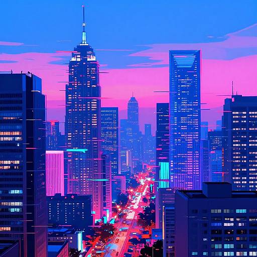 Glitch Art Futuristic Cityscape Portrait