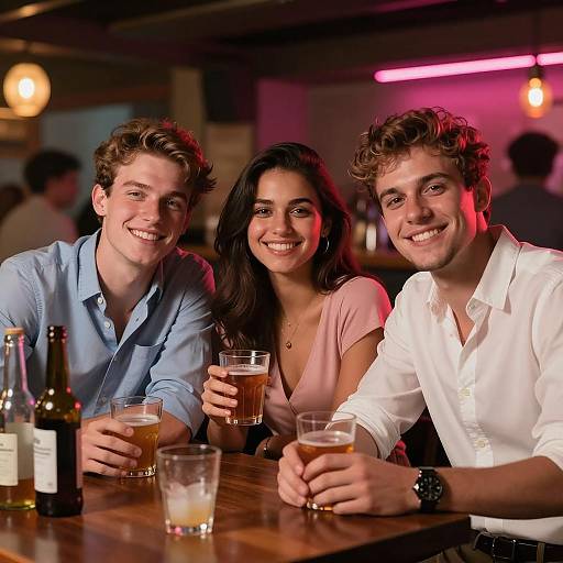 Young Adults Enjoying Drinks at Bar