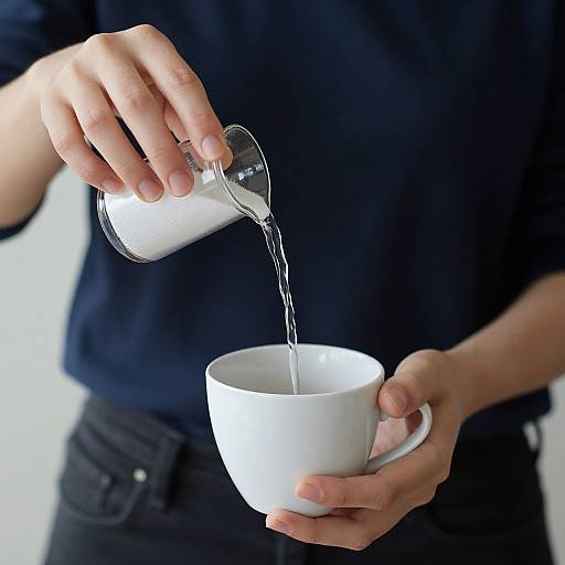 Woman Adding Sweetener to Coffee